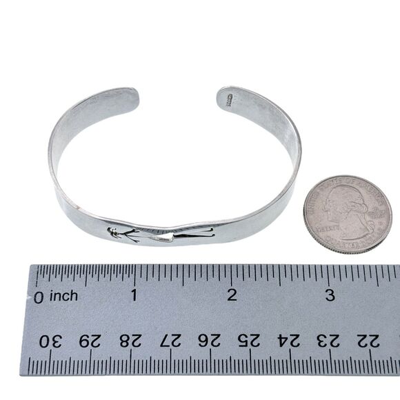 Vintage Mexico Sterling Silver 27.2 Gram Woman Girl Cutout Cuff Bracelet 6.5" - Picture 7 of 8
